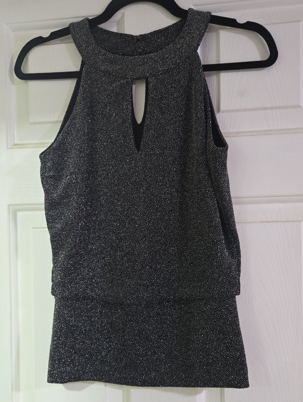 White House Black Market Metallic Black Shimmer Top